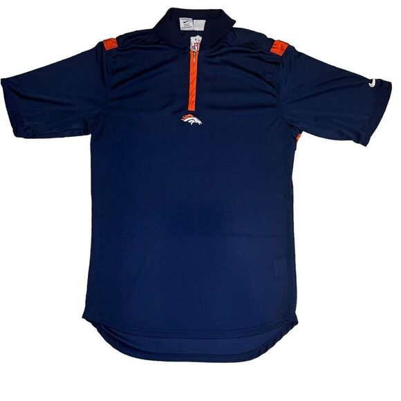 Denver Broncos NFL Pro Line Nike Polo Shirt Size Medium Navy 1/4 Zip Logo y2k - Picture 1 of 8